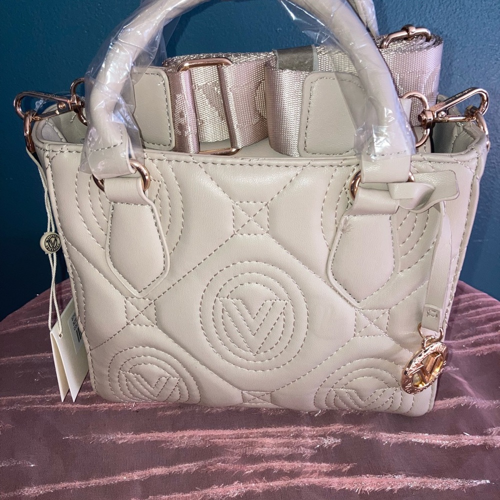 Valentino Vegan Leather Tan Quilted Crossbody Bag - Picture 2 of 5